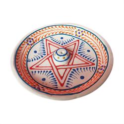 Incense holder/ashcatcher round, painted clay star design