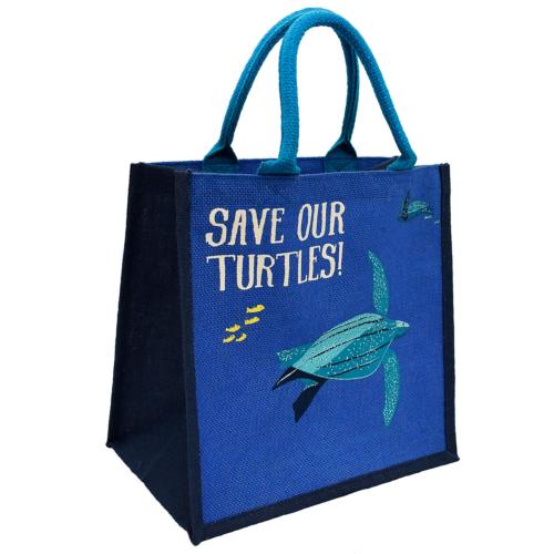 Jute shopping bag, save our turtles