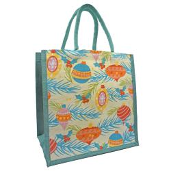 Jute Gift / Shopping Bag, Baubles 30x30cm