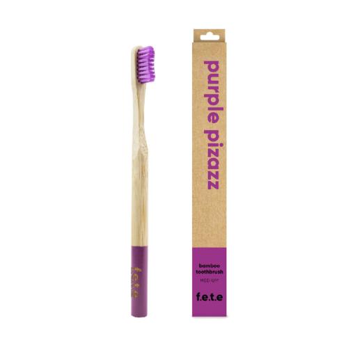 Purple Pizazz medium bristle adult's toothbrush made from eco-friendly Bamboo