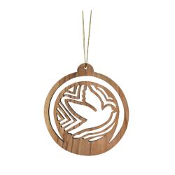 Hanging Christmas decoration, olive wood, dove 6.5cm diameter