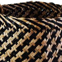 Woven seagrass basket, natural & black 25cm