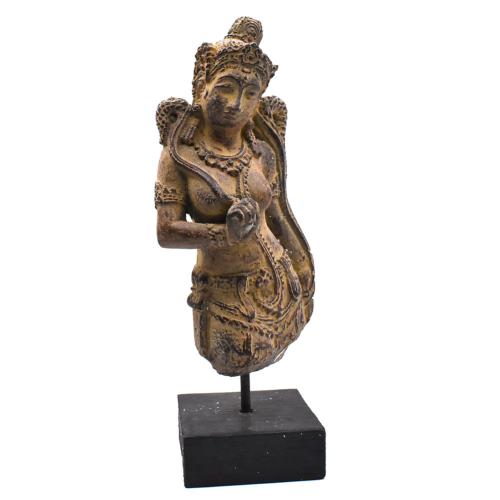 Dewi Sri Goddess, sandstone on wooden stand 31cm height