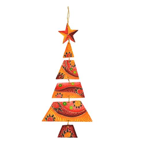 Hanging Christmas Decoration, Multicoloured Wooden Tree With Star
