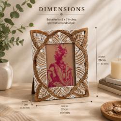 Photo Picture Frame Hand Carved Wood Cutout 5 x 7 inch Photo