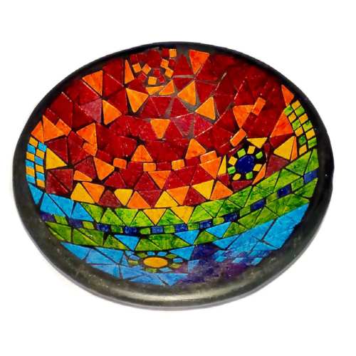 Bowl, mosaic, 30cm rainbow colours