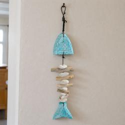 Hanging Fish Skeleton Albesia and Driftwood 8 x 2 x 45cm