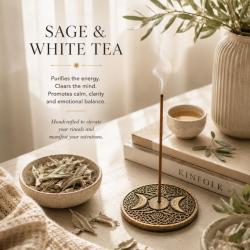 Incense Sticks and Burner Esoteric Eye of Providence, Sage and White Tea