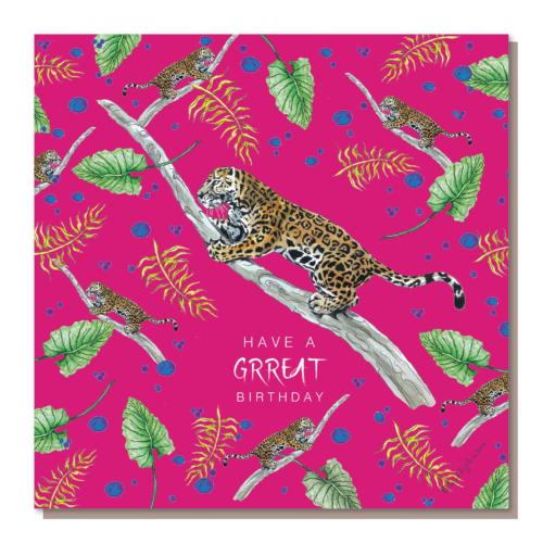 Greetings card, Have a grreat birthday, jaguar