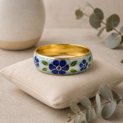 Bangle Floral Blue on Turquoise Background