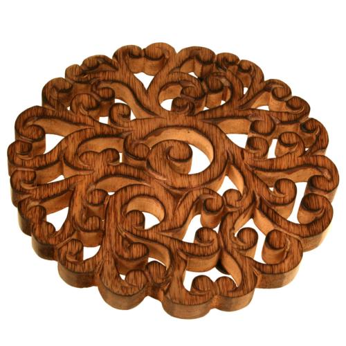Trivet/pan stand/worktop protector swirly pattern carved eco mango wood