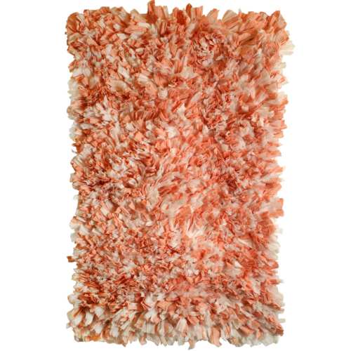 Fluffy Fireside/Bedroom Rag Rug Shaggy Recycled Pink & Orange