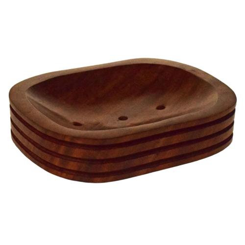 Soap and shampoo bar dish hand carved sheesham wood, brown 10x12.5x2.5