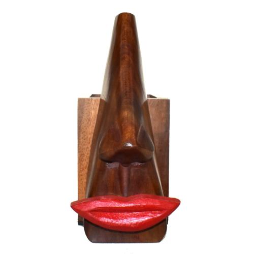 Spectacle stand holder red lips with pencil box Sheesham wood 7 x 15 x 11cm