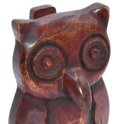 Spectacle stand, hand carved sheesham wood, owl 8x6x12cm