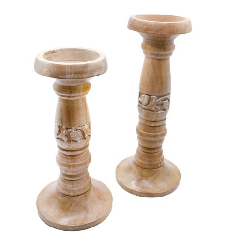 Candlestick/holder Hand Carved Ecofriendly Mango Wood Natural Colour