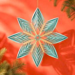 Hanging Christmas Decoration Light Blue Paper Star