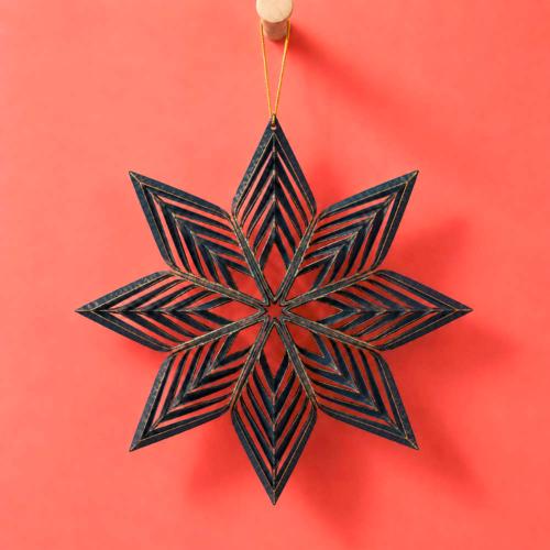 Hanging Christmas Decoration Dark Blue Paper Star