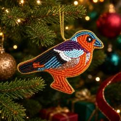 Hanging Christmas Decoration Chaffinch Beaded 