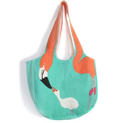 Shoulder bag, cotton, flamingo