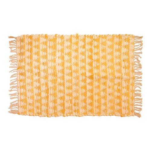 Chindi rag rug recycled cotton handmade yellow 60x90cm