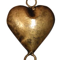 Hanging bell recycled wrought iron, heart 5 x 12cm