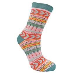 Bamboo Socks Teal Geometric Shoe Size UK 3-7