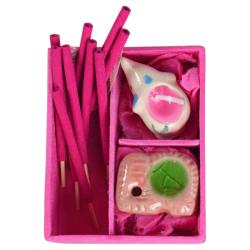 Lotus incense and candle giftset with elephant shaped t-light, 8.5 x 7 x 4cm