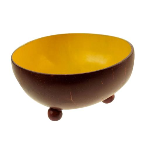 Coconut t-lite holder or small decorative bowl, yellow inner