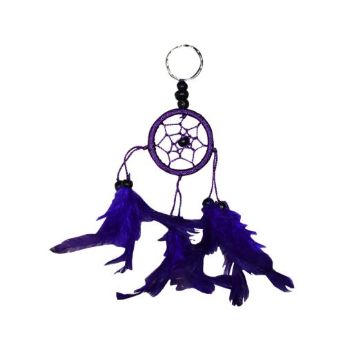 Small dreamcatcher - keyring or decorative hanging, 4.5cm diameter purple