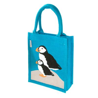 Jute shopping bag, small, puffins