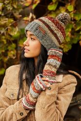 Classic Fairisle Roll Back Bobble Beanie Grey
