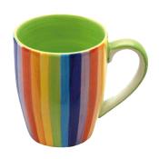 Mug rainbow vertical stripes ceramic hand painted 11cm height