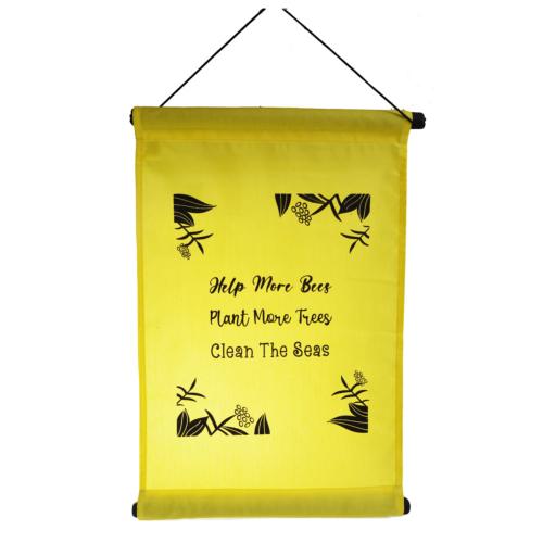Hanging banner Help More Bees, yellow 27x40cm