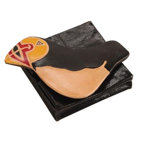 Leather coin purse puffin