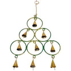 Chime 9 bells, 6 circles, recycled brass