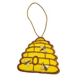 Hanging decoration, embroidered velvet, beehive