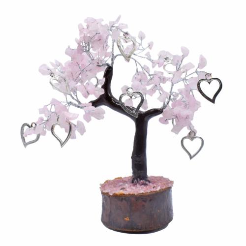 Crystal Tree Rose Quartz with Hearts 20cm height