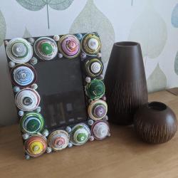 Photo frame, coiled circles of recycled paper, up to 5x3.5inch photo