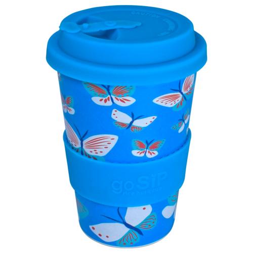 Reusable Tea/Coffee Travel Cup/Mug Eco Biodegradable Rice Husk Butterflies