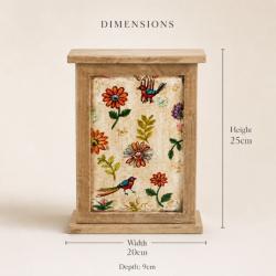 Key Cabinet Hand Painted Wood Storage Chest Floral 20x9x25cm