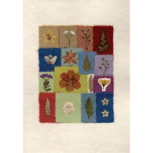 Handmade card petals and leaves multicoloured 12 x 17cm