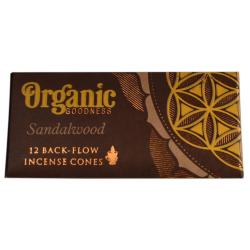 Organic Goodness Sandalwood 12 Back-Flow Incense Cones