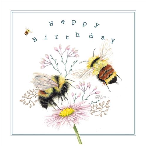 Greetings card, Happy Birthday, Bumble Bees