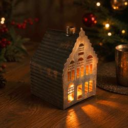 T-lite Candle Holder Metal Black House Shape 7 x 11cm