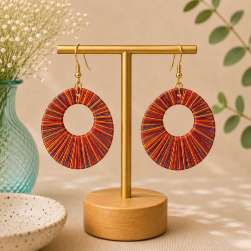 Thread earrings bright multicoloured circle