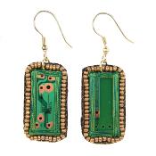 Earrings, recycled circuit board, rectangle
