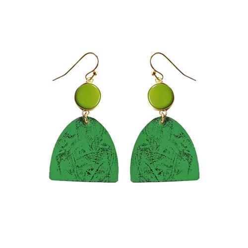 Earrings Brass with Bead Green 3 x 5.5cm