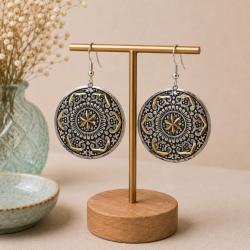Earrings Round Star in Centre 3cm diameter