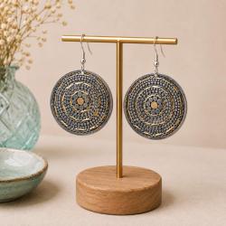 Earrings Round with Dots 4cm diameter